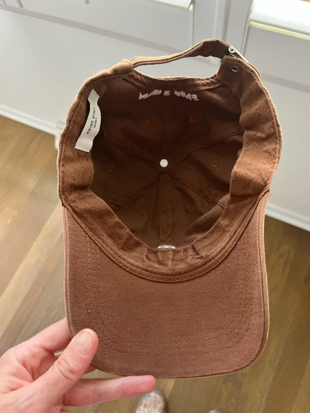 Anine Bing Brown Cotton Baseball Cap with Embroidered Eyelets - Picture 2 of 4